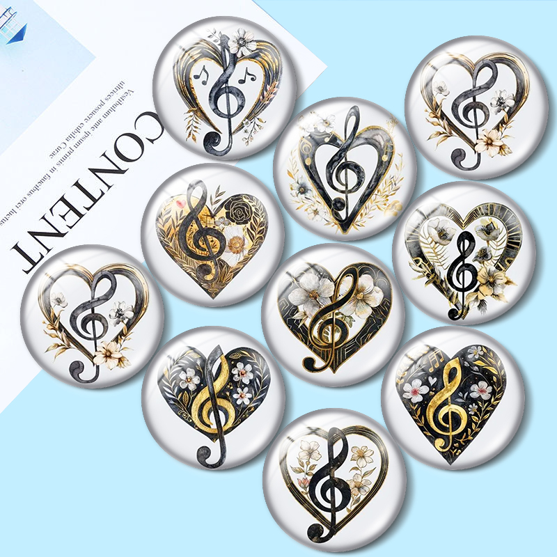 Jewelry Making Notes - Note de musique coeur 12/18/20/25mm verre