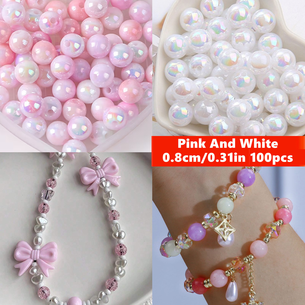 Perles acryliques roses de 8mm - Jewelry Making For Couples avis et prix