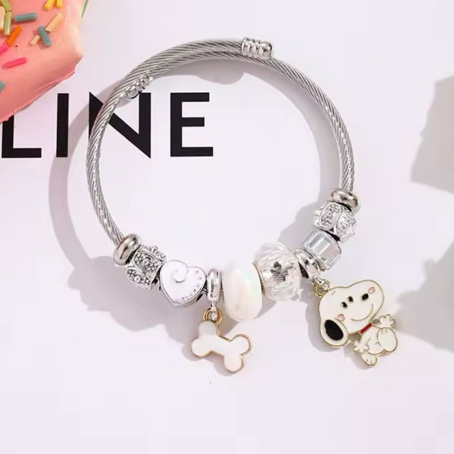 Bracelet perlé Snoopy motif cœ - Jewelry Making Parts avis et prix